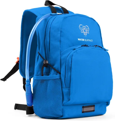 Vista 9 de Water Buffalo Mini mochila de senderismo Sherpa para niños y mochila de hidratación, con vejiga de 1.5 L, ajuste ajustable, ribete reflectante, Negro