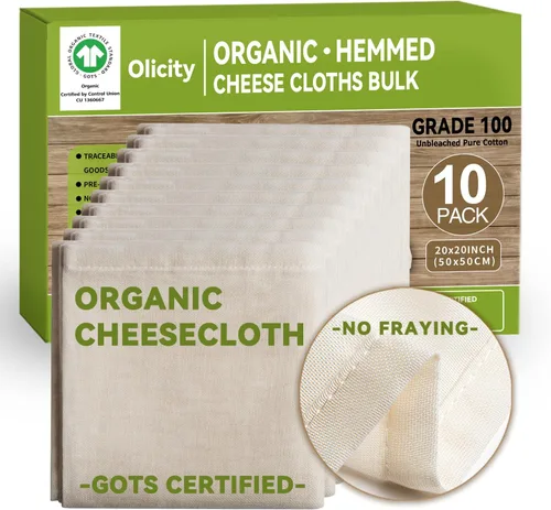 Vista 12 de Paños de queso orgánicos, certificado GOTS, paquete de 2, paño de queso