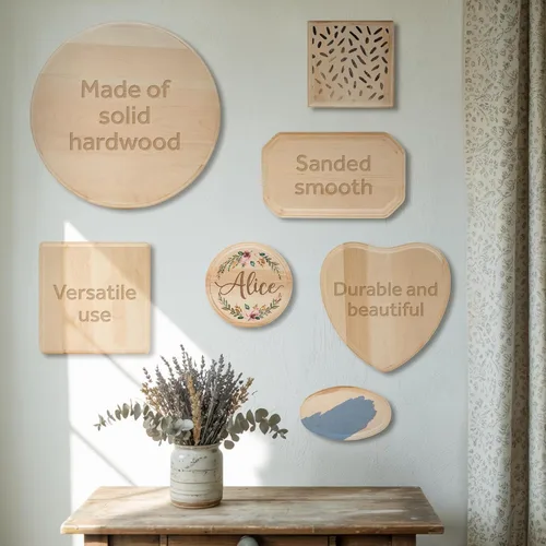 Vista 6 de Posavasos de madera sin terminar de 4.7 pulgadas, paquete de 1 cuadrado de madera para manualidades, mini posavasos de madera, piezas cuadradas, por