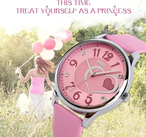 Vista 3 de IJAHWRS Reloj analógico para niñas reloj de pulsera de cuarzo de moda correa de piel esfera grande divertido lindos relojes con forma de corazón