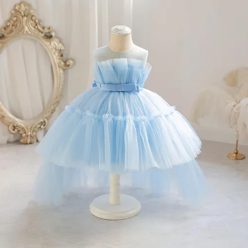 Vista 6 de Miipat Vestido de niña de flores para bebé, boda, fiesta, tul, princesa, vestido de baile, vestido formal con lazo para la cabeza