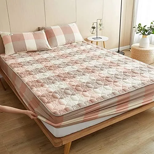 Vista 2 de Protector de colchón impermeable tamaño King – Sábana bajera acolchada, funda gruesa y transpirable, ropa de cama suave y silenciosa – Almohadilla