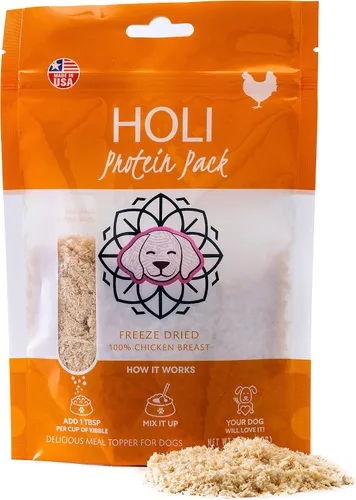 Vista 3 de HOLI Alimento para perros liofilizado - Paquete de 3 unidades de 2 onzas (hígado de res, pechuga de pollo, salmón) Mezcla en potenciador de sabor