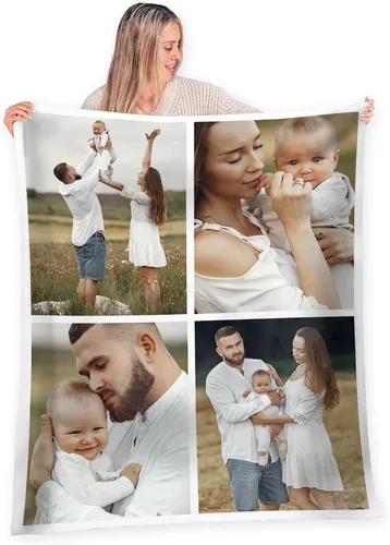 Vista 21 de FrameStory Manta personalizada con fotos y texto, totalmente personalizable con tus fotos y mensajes, manta de forro polar suave y suave, 30 x 40