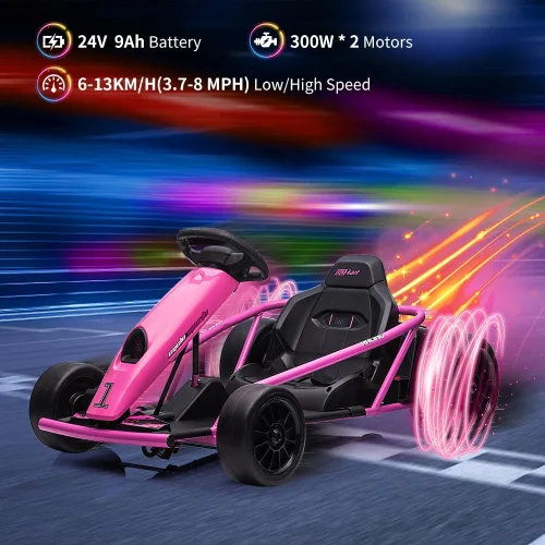 Vista 2 de 24V niños eléctrico Drift Go Kart con 300W*2 motores Rosa