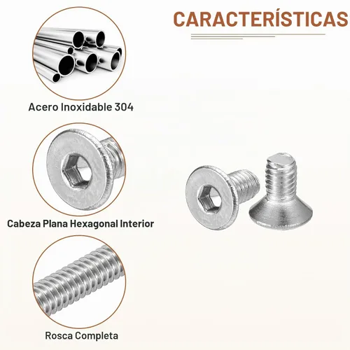 Vista 4 de DTGN Tornillos de cabeza plana con tuerca de vaso hexagonal M3-0.5 x 6 mm, paquete de 100, tornillos de cabeza plana con tuerca hexagonal de acero