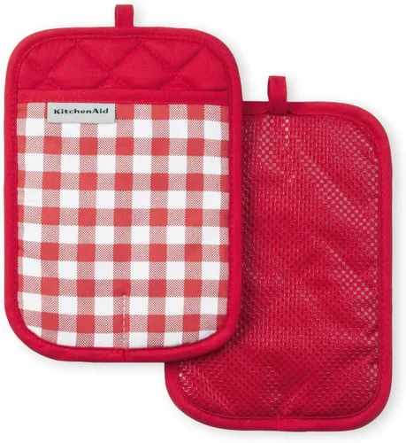 Vista 10 de KitchenAid Juego de 2 soportes para ollas a cuadros, cielo aguamarina, 7 x 10 pulgadas