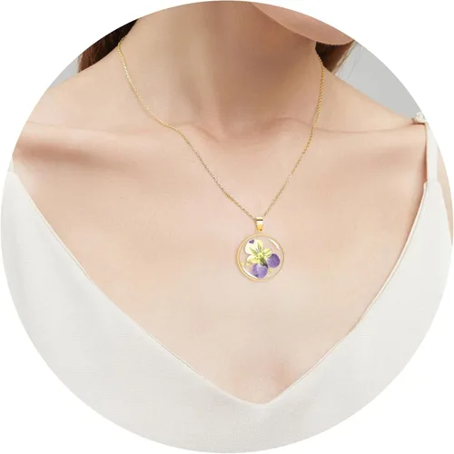 Vista 152 de Pressed Flower Necklace Gift for Women Personalized Handmade Necklaces Birth Flower Necklace