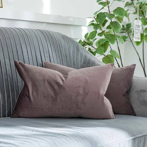 Vista 43 de Juego de 2 fundas de almohada decorativas de terciopelo de 14 x 14 pulgadas con cremallera, fundas de cojín cuadradas suaves y lisas de lujo