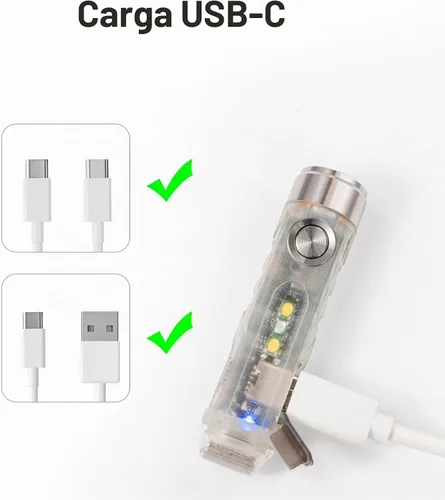 Vista 3 de RovyVon Aurora A5-G4 USB C - Linterna recargable con llavero de 6500 K, 650 lúmenes, linterna EDC de tamaño mini súper brillante, con 2 luces B