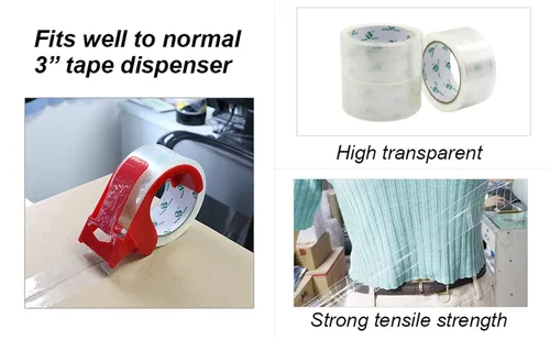 Vista 2 de BOMEI PACK 36 rollos de cinta de embalaje transparente con dispensador, repuestos de cinta de envío para mudanza y embalaje, 2.4 mil 1.88 pulgadas x