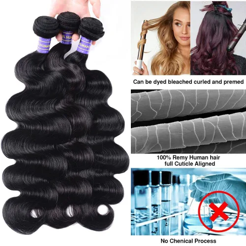 Vista 3 de Paquetes con extensiones de cabello ondulado con cierre (10 12 14+10, parte libre) cierre de encaje 4×4 con 3 paquetes 100% cabello humano virgen