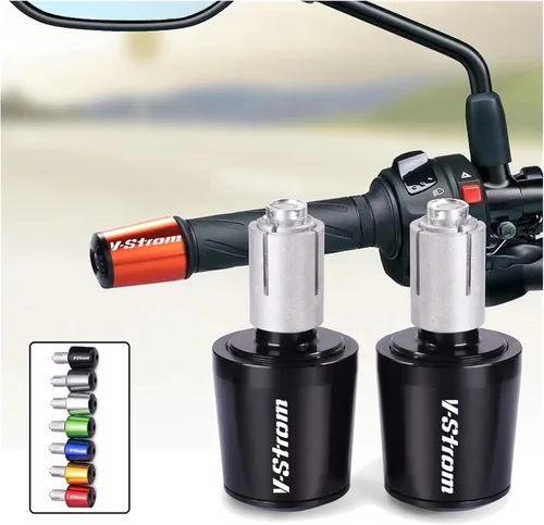 Vista 5 de CNC Motorcycle Accessories 22MM Handlebar Grips Handle Bar Cap End Plugs for Suzuki DL650 V-Strom 650 Vstrom 2004-2022 2021 2020 (Color : Black)