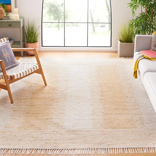 Vista 10 de SAFAVIEH Colección Montauk - Alfombra decorativa, 2 pies 3 pulgadas x 5 pies, color beige con flecos de algodón hecho a mano, ideal para zonas