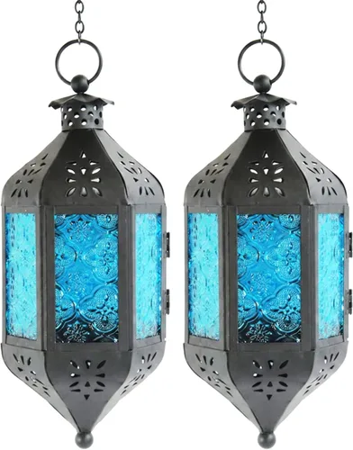 Vista 30 de Vela Lanterns Farol portavelas decorativo marroquí colgante de 11.5 pulgadas, portavelas para interiores y exteriores, para patio, porche, ramadán