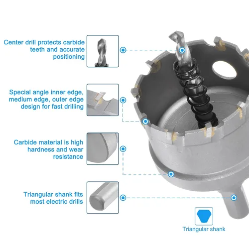 Vista 3 de HARFINGTON Cortador de carburo de sierra de agujero de metal de 0.472 in / 0.47 pulgadas de diámetro para acero inoxidable, metal, aleación
