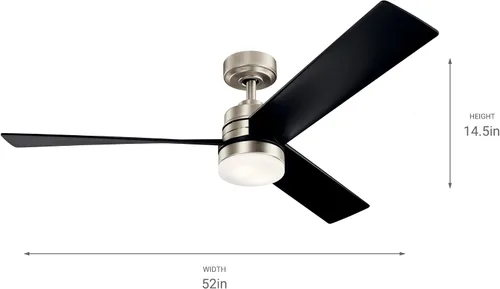 Vista 3 de Kichler 300275NI Spyn Ventilador de techo de 52 pulgadas con luces LED y control de pared, níquel cepillado