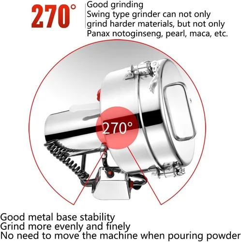 Vista 6 de Molino de grano eléctrico 4500G Molino de oscilación Molino de harina de acero inoxidable Pulverizador de alta velocidad Máquina de polvo Molinillo