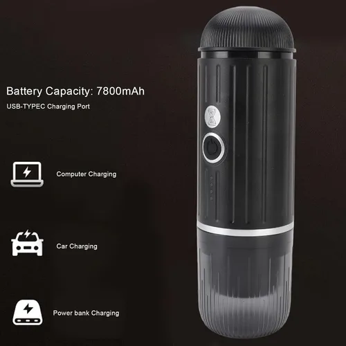Vista 9 de Cafetera eléctrica portátil Cafetera de viaje automática para camping, coche, cafetera, calefacción inalámbrica, compatible con cápsulas de café