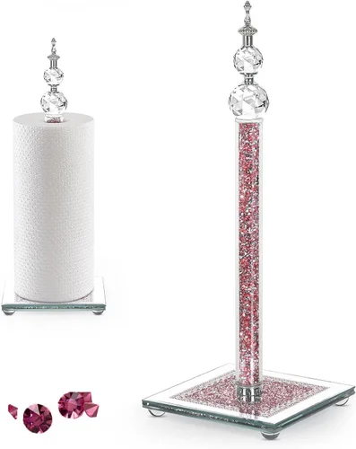 Vista 11 de Soporte decorativo para toallas de papel, dispensador de toallas de papel de cristal dorado, soporte para rollo de papel higiénico de decoración
