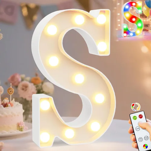 Vista 42 de Pooqla Letras con luces LED de marquesina, letras decorativas iluminadas en blanco cálido y blanco frío, letras del alfabeto iluminadas para niños