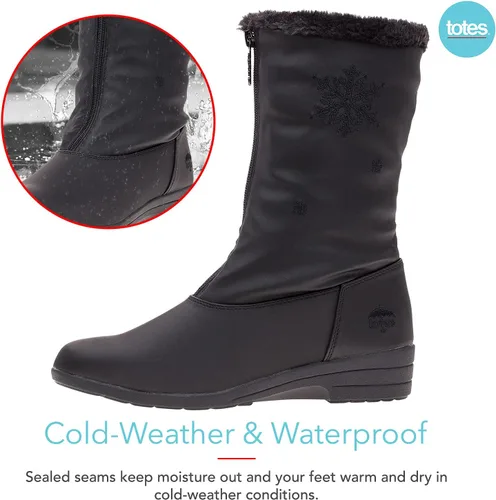Vista 4 de Botas de invierno para mujer con cremallera frontal y copo de nieve acento Nicole impermeable aisladas para mayor comodidad, mantiene los pies