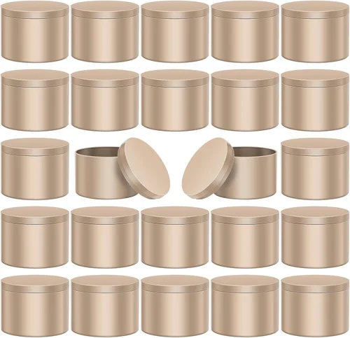 Vista 8 de AOSWELE 24 latas de velas doradas, recipientes de vela mate premium para kit de bricolaje