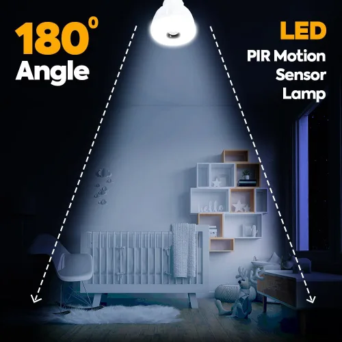 Vista 6 de Sensor de movimiento LED y sensor de luz, lámpara automática direccional flexible con bombilla E26, luz nocturna PIR del anochecer al amanecer, 5 W