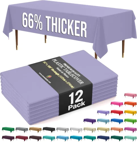 Vista 84 de Exquisite 66% Thicker Premium Plastic Table Cloth Rectangle Table Cover 0.5 Mil 6 Pack Aqua Table Cloth 54 Inch x 108 Inch Disposable Tablecloth