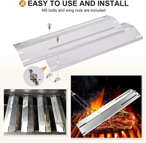 Vista 3 de Criditpid Protector universal de placa de calor de acero inoxidable para Brinkmann, Charbroil, Weber, Chargriller, paquete de 3 cubiertas