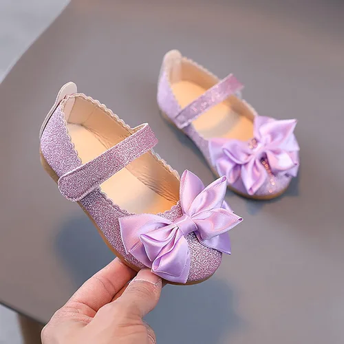Vista 2 de Zapatos de dama de honor con purpurina para bailarina, zapatos de vestir para niñas recién nacidas, zapatos de vestir para niñas pequeñas