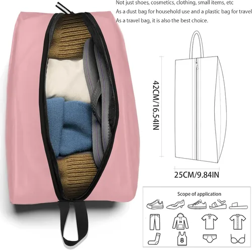 Vista 4 de Bolsa de zapatos para viajes, bolsa de zapatos resistente al agua para gimnasio, bolsa de tacos de fútbol resistente al olor para deporte, Rosado