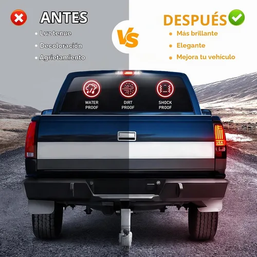 Vista 4 de Kit de luz trasera + tercera luz de freno para Chevy Silverado 1500 2500 HD 1999-2002, para GMC Sierra 1500 2500 HD Fleetside 1999-2003, luces Lente