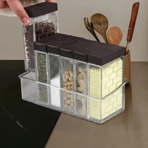 Vista 5 de Jucaifu 6 frascos para especias cocteleras, salero y pimentero, dispensador de especias de plástico, salero, caja agitadora de condimentos, juego