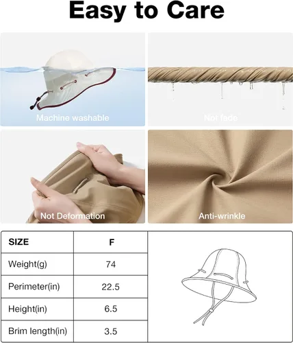 Vista 6 de BENEUNDER Bucket Hat for Women UPF 50+ Sun Hat for Beach Travel Hiking