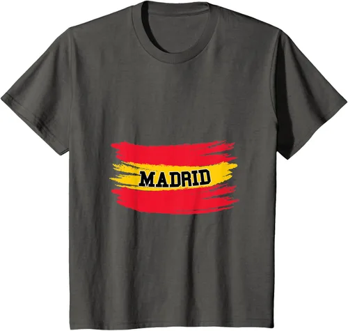 Vista 29 de Camiseta familiar de España Madrid con bandera española envejecida, Negro