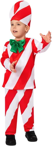 Vista 3 de Disfraz de árbol de Navidad para niños, niño y niña, divertido disfraz de bastón de caramelo, unisex, regalo novedoso