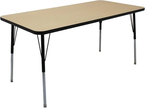 Vista 15 de FDP - Mesa rectangular para actividades escolares y de oficina (24 x 48 pulgadas), patas estándar con deslizadores giratorios, altura ajustable