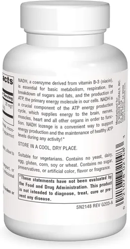 Vista 2 de Source Naturals NADH 20 mg, aumenta la energía y el estado de alerta mental*, 10 pastillas