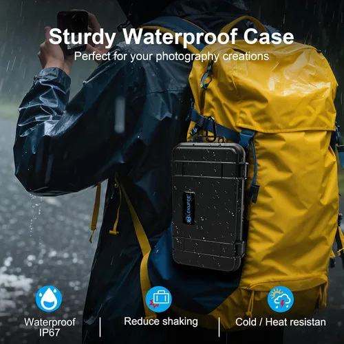 Vista 6 de Lekufee Estuche rígido impermeable de viaje para DJI Osmo 360, batería y otros accesorios (solo funda y bolsa)