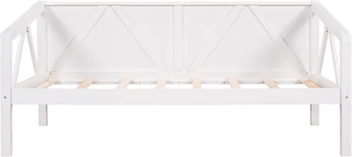 Vista 8 de Harper & Bright Designs Sofá cama de madera maciza tamaño individual, sofá cama multifuncional con soporte de listones de madera, marco de cama