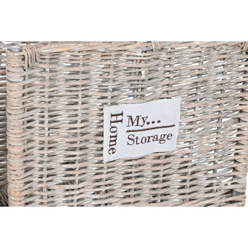 Vista 3 de Soporte para Leña Home ESPRIT Natural Mimbre 47 x 35 x 54 cm (2)