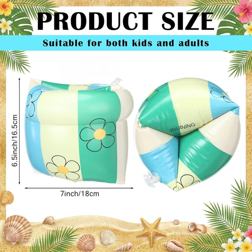 Vista 4 de JellyArch 2 piezas de flotadores de brazo PVC, bandas de brazo inflables a rayas, flotadores de piscina, mangas de flotación para niñas y niños