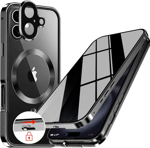 Vista 22 de Funda magnética de privacidad para iPhone 12 Pro Max con anillo de metal CD y cierre desplegable automático [compatible con MagSafe]