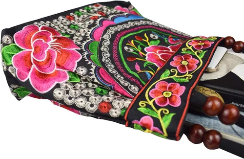 Vista 7 de Bolsos de hombro para mujer, estilo vintage, bordados, florales, para mujer