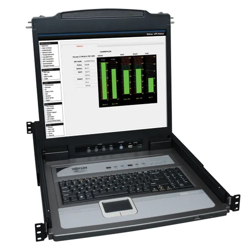 Vista 5 de Tripp Lite NetDirector KVM de consola de 8 puertos con LCD de 19 pulgadas, 8 kits de cables combinados USB/PS2, seguridad de contraseña de 2