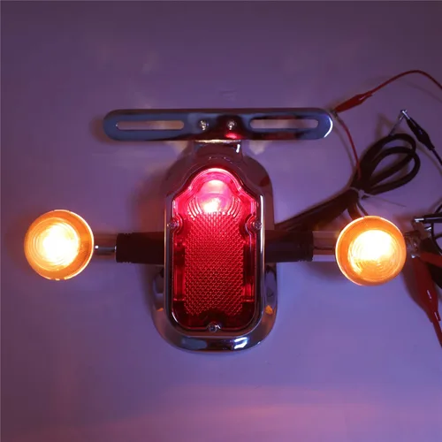Vista 10 de Motocicleta cromo ámbar metal sepulcral freno cola W/señal de luz compatible con bicicleta de motocicleta gemela grande [P/N: XH3118B-A-01-CD+AMBER]