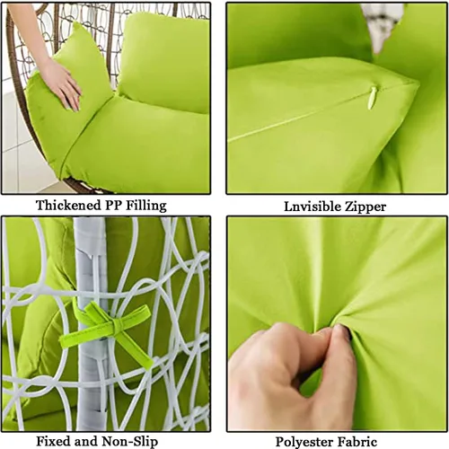 Vista 3 de HUHJYUGE Cojín para silla de columpio, cojín suave para silla colgante de patio con reposacabezas, lavable para colgar huevos colgantes, cojín