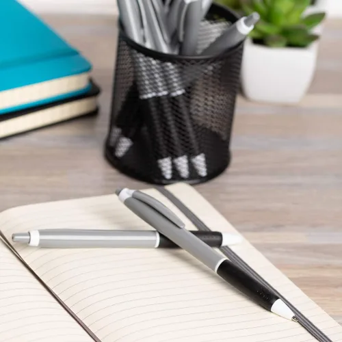 Vista 4 de Simply Genius Bolígrafos retráctiles, paquete de 100 unidades, tinta negra, gris y negro, punta media de 0.039 pulgadas, bolígrafos a granel