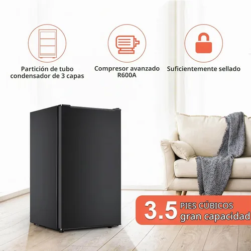 Vista 4 de Congelador vertical negro de 3.5 pies cúbicos, mini congelador compacto con puerta reversible de acero inoxidable, 3 termostatos ajustables